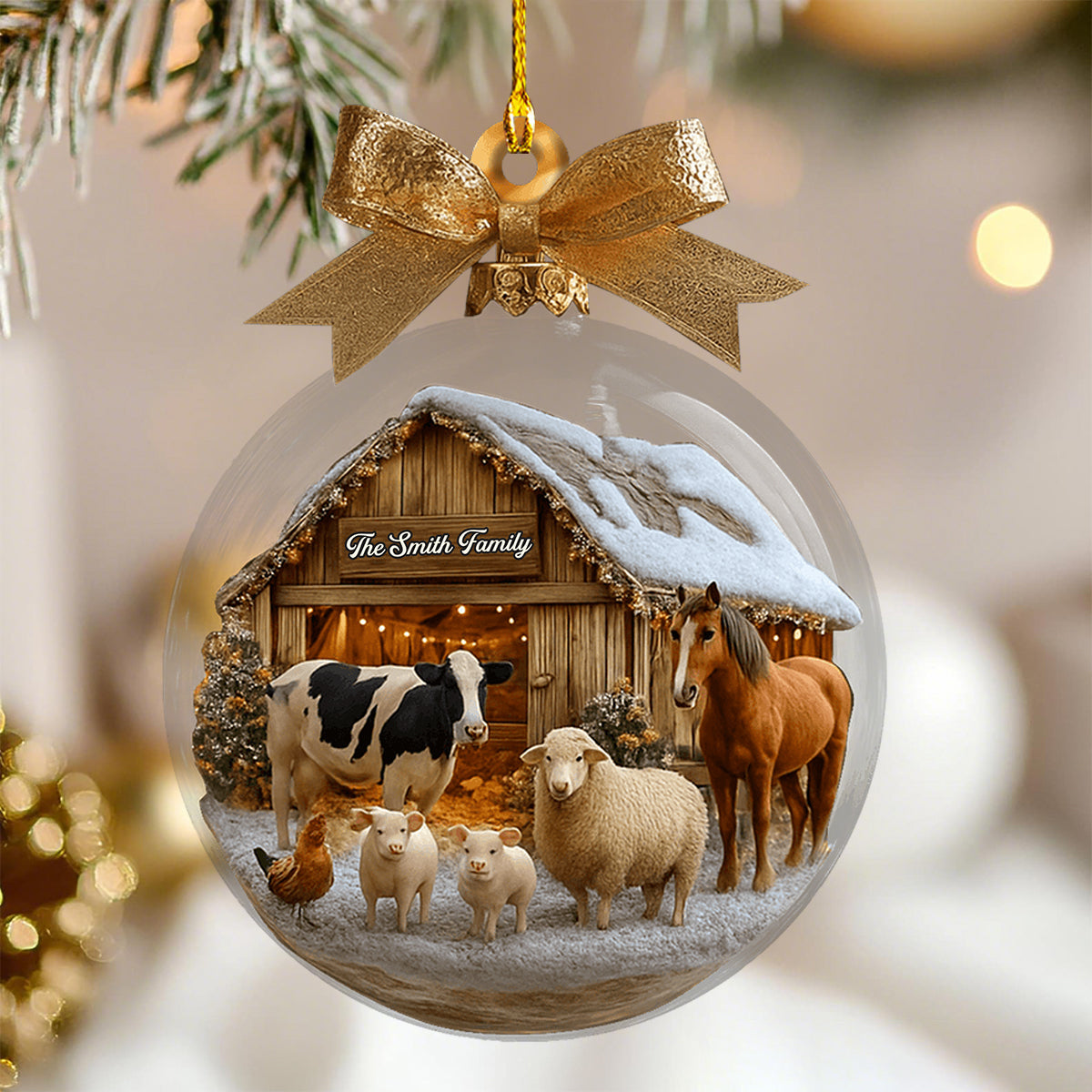 Personalized Farm Themed Christmas Balls Ornament With Text & Design Create Your Own Farm Christmas