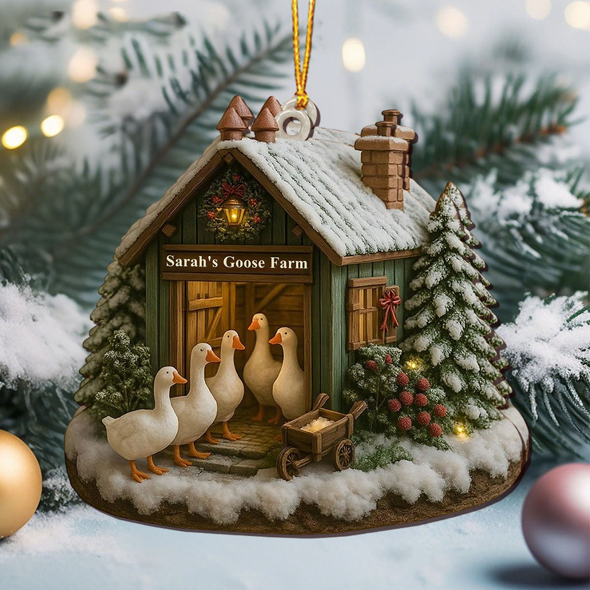 Personalized Duck Farm Christmas Wood Ornament With Name Xmas Decoration for Farmer & Pet Lover