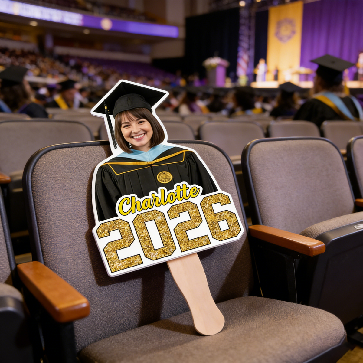 Personalized High-Definition Graduation Fan With Photo & Name - 2026 Party Favor For Daughter & Son