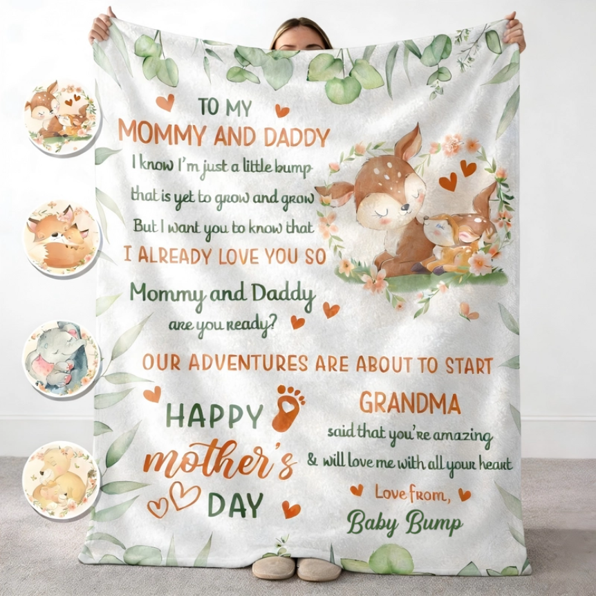 Personalized "To My Mommy And Daddy" Blanket With Baby Name | Soft Fleece Mother's Day Gift For New Dad & Mom
