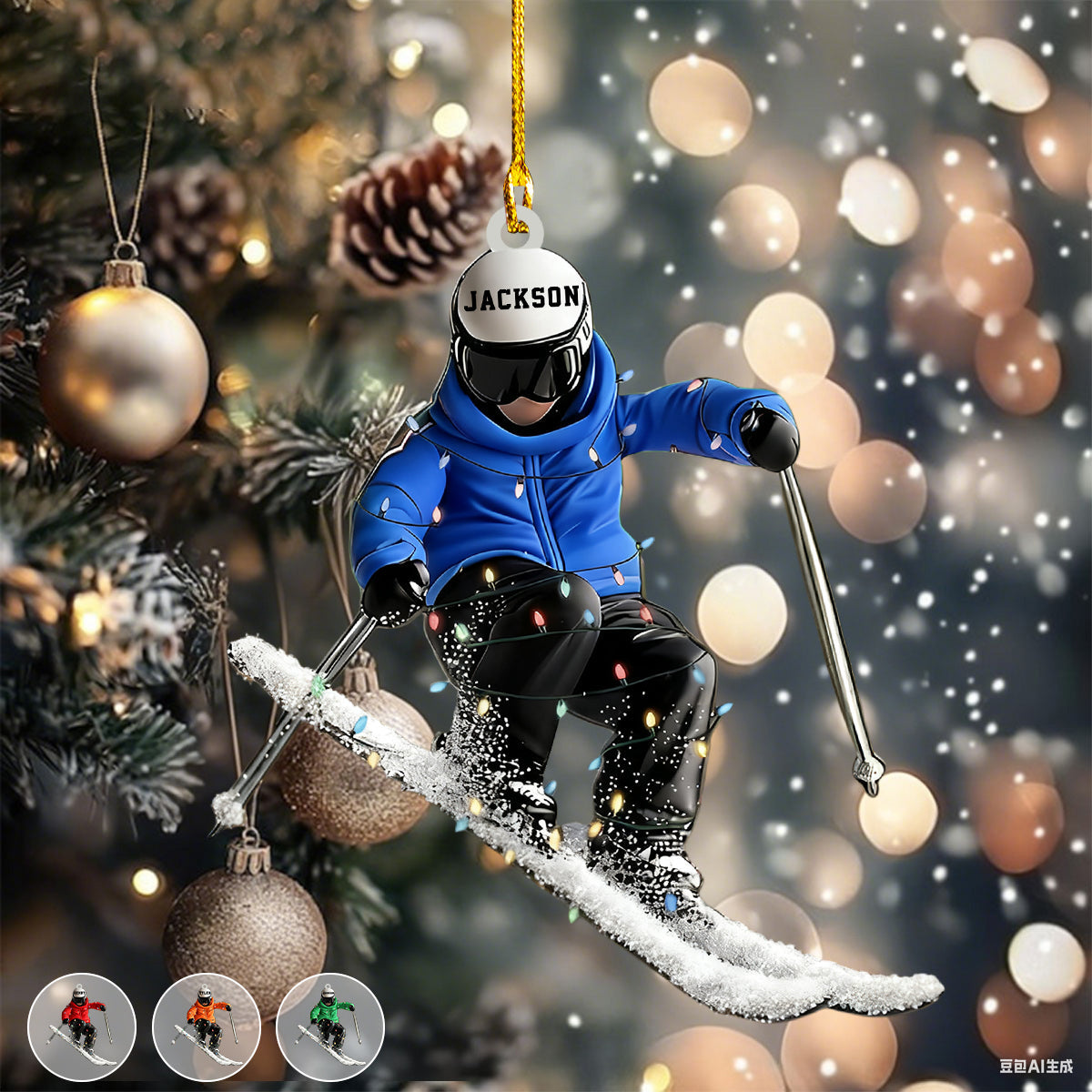 Personalized Downhill Skier Acrylic Ornament With Name Best Christmas Gift For Coach Skiing Lovers