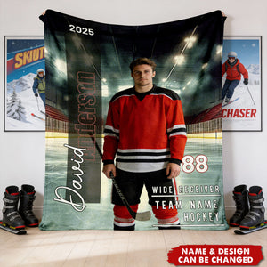 Personalized "MVP Achievement" Ultra-Soft Fleece Football Blanket With Photo & Name - Unique Sports Gift | Graduation Gift For Teen Boys