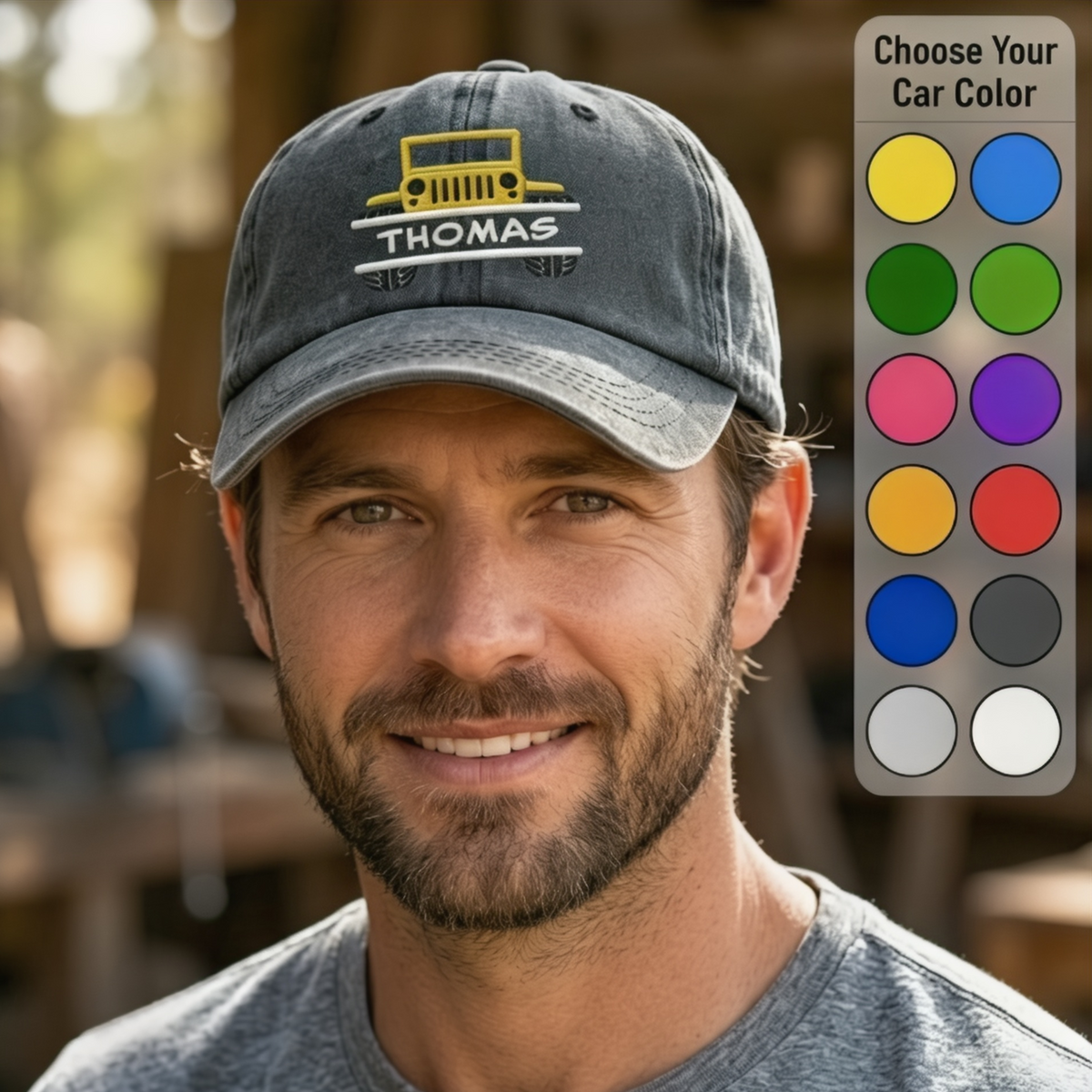 Personalized Adventure Awaits Car Cap With Color & Name | Father's Day Gift For Dad