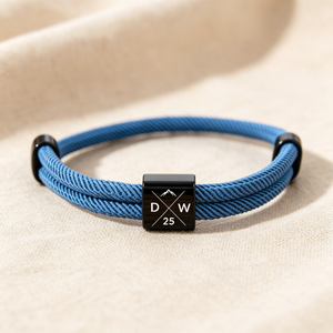 Personalized Adjustable Braid Rope Men Bracelet With Initial Engraving - Father's Day Gift For Him