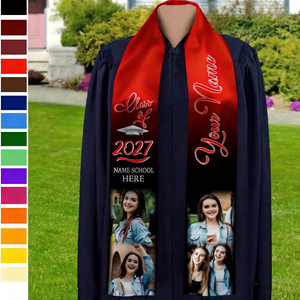 Personalized Class of 2026 Stoles Sash With Name & 2 & 4 Photo | Unique Graduation Senior Gift