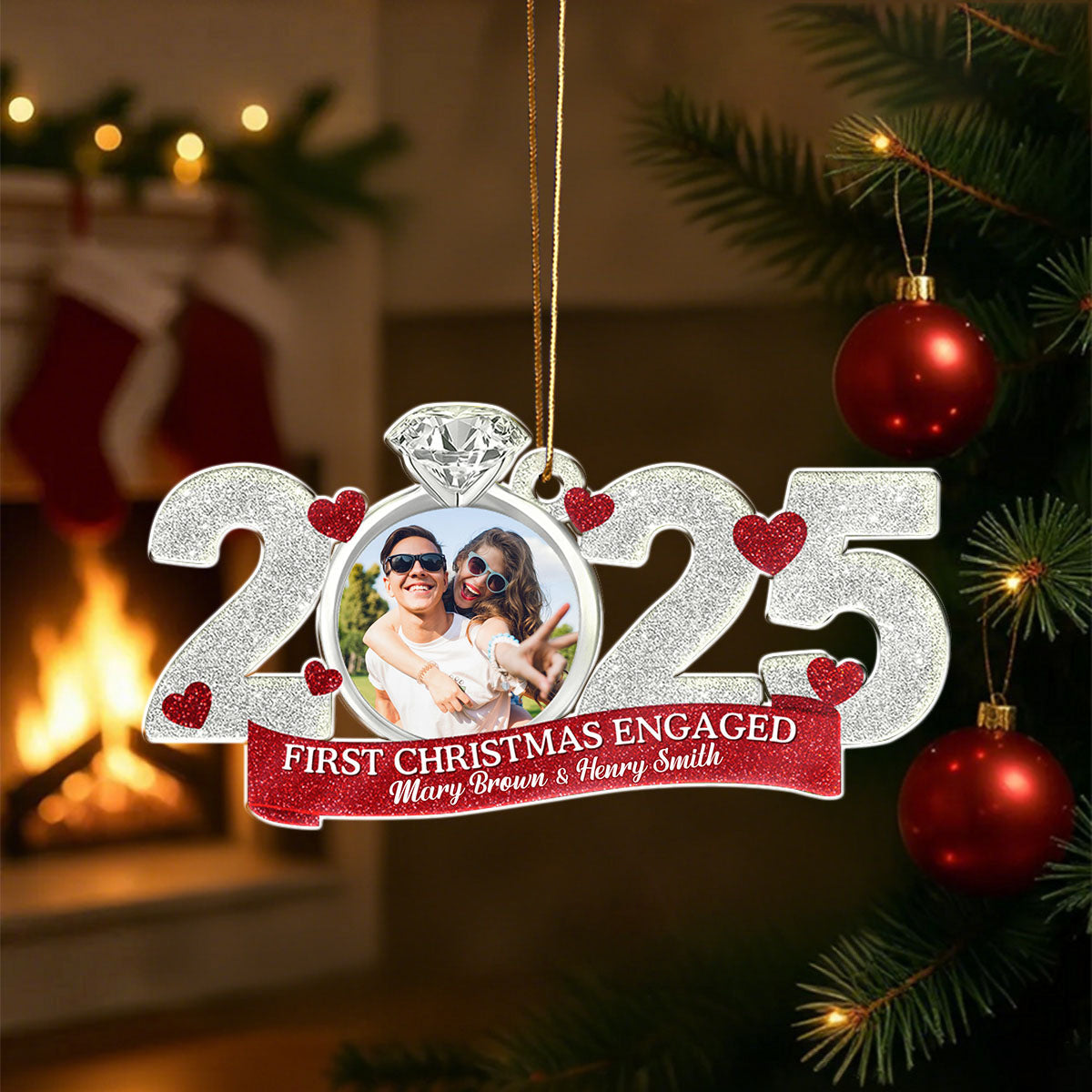 Personalized Photo "2025 First Christmas As Mr & Mrs" Ornament - Wedding & Anniversary Gift To Freeze Sweet Moments For Couple