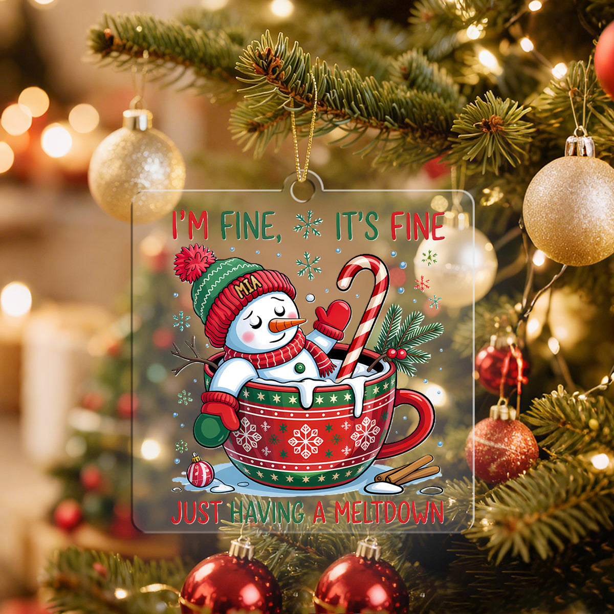 Personalized Funny Cute Snowman Ornament With Name Hilarious Christmas Gift For Family Friend Coworker