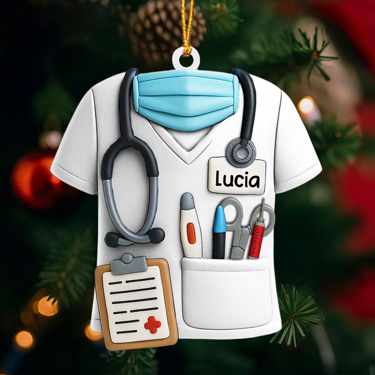 Personalized Nurse Scrubs Acrylic Ornament With Name Tag,"Best Nurse Ever" Celebrate Your Favorite Nurse