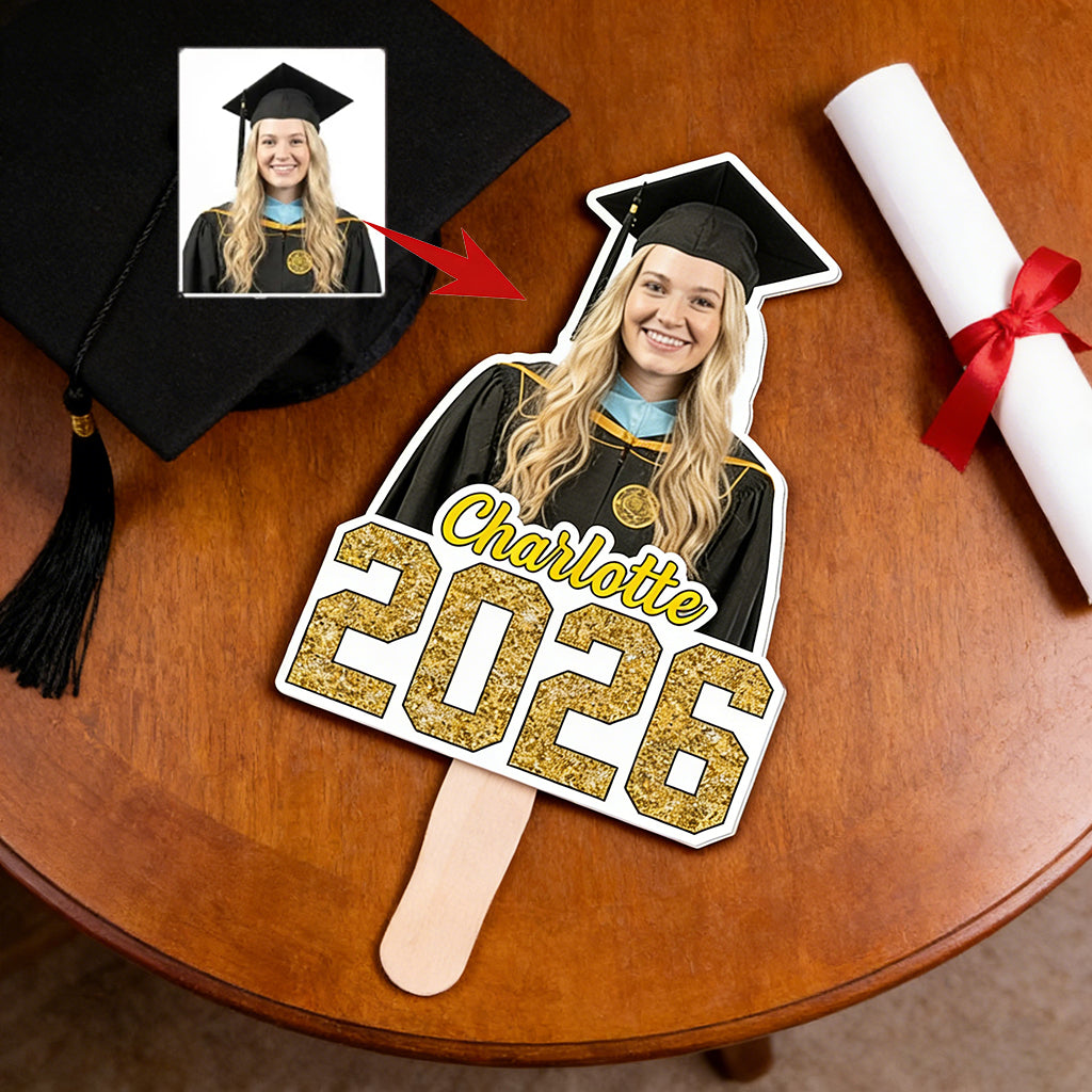 Personalized High-Definition Graduation Fan With Photo & Name - 2026 Party Favor For Daughter & Son