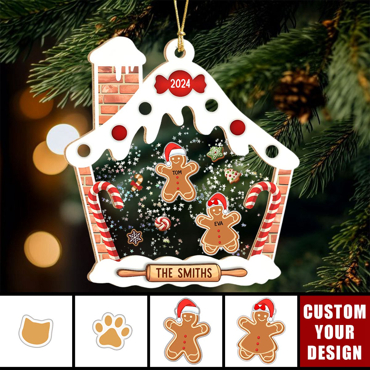 Personalized Gingerbread House Family Shaker Ornament With 2-6 Names & Design Unique Holiday Decoration To Bring Joy To Your Home