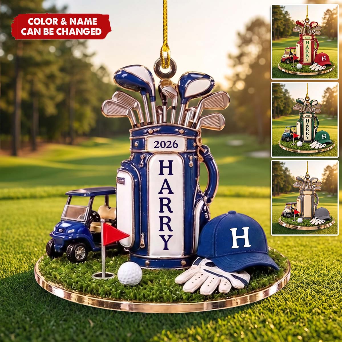 Personalized Golf Bag Christmas Acrylic Ornament | Gift For Golf Lover Golfer