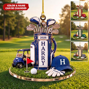 Personalized Golf Bag Christmas Acrylic Ornament | Gift For Golf Lover Golfer