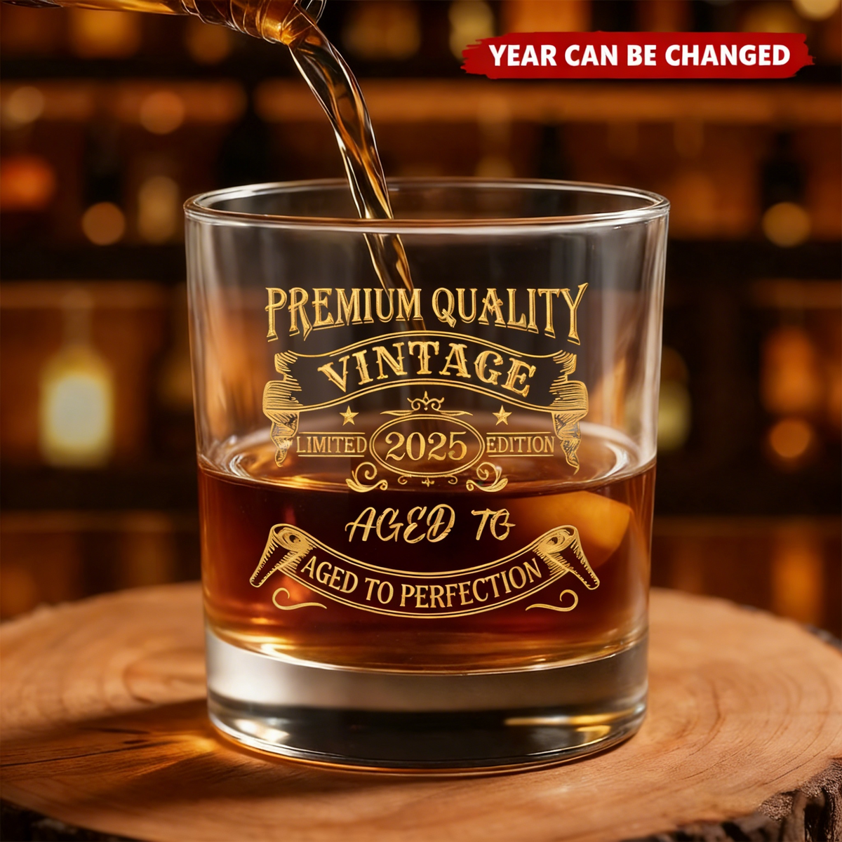 Personalized Premium Quality Vintage Whiskey Glass With Year | Unique Birthday Father's Day Gift For Dad & Grandpa