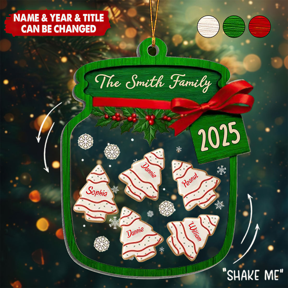 Personalized "A Jar Full of Love" 3 Layers Shaker Ornament With 2-6 Names & Year Christmas Birthday Gifts For Family