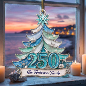Personalized Sea Glass Style Christmas Acrylic Ornament - Coastal Holiday Keepsake Gift For Family