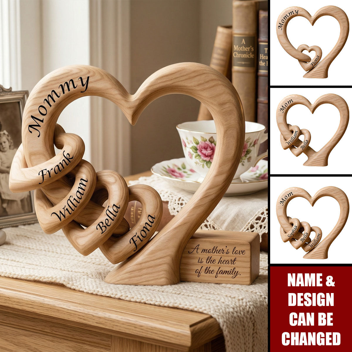 Personalized Mommy Heart Acrylic Plaque With 1-4 Children's Names |  Mother's Day Gift For Mom