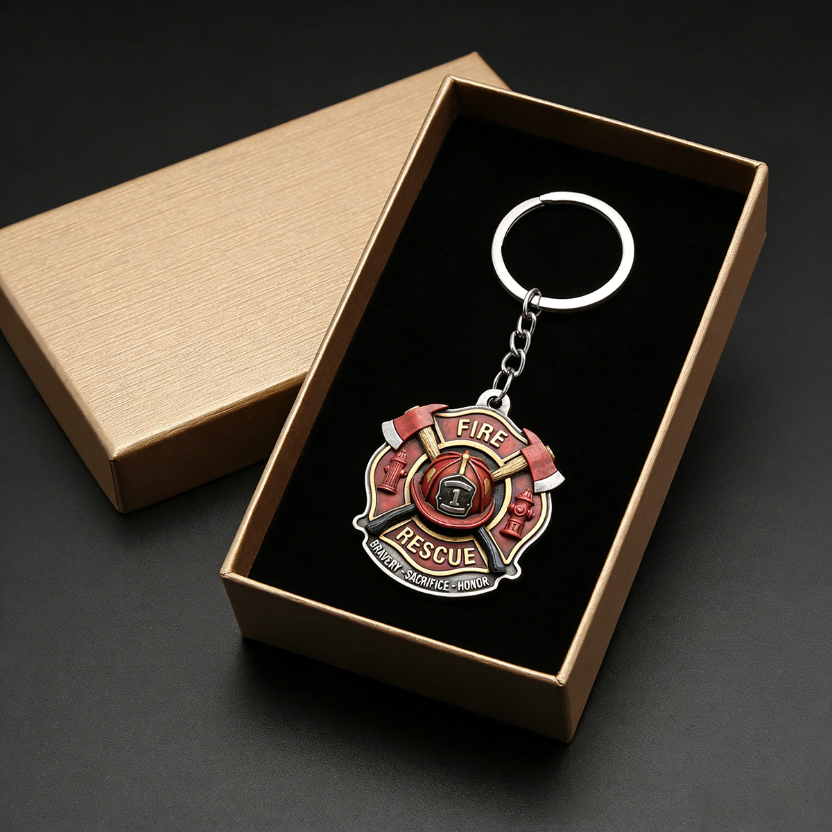Fire Rescue Bravery Sacrifice Honor Keychain | Unique Gift For Firefighters and Rescue Team Members