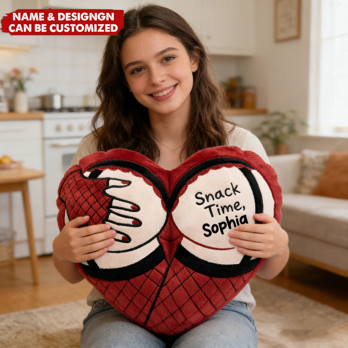 Personalized Couple Funny Heart Pillow With Name - Valentine's Day Funny Gag Gift For Couple