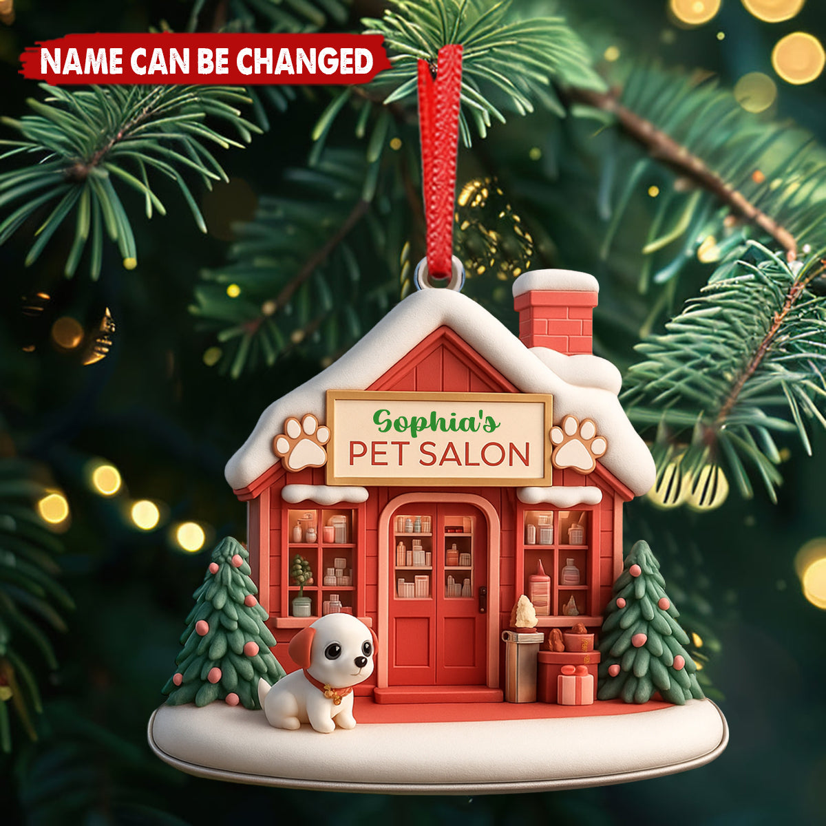 Personalized Wooden Pet Salon Ornament With Name,Christmas Gift For Dog Groomers & Pet Lovers