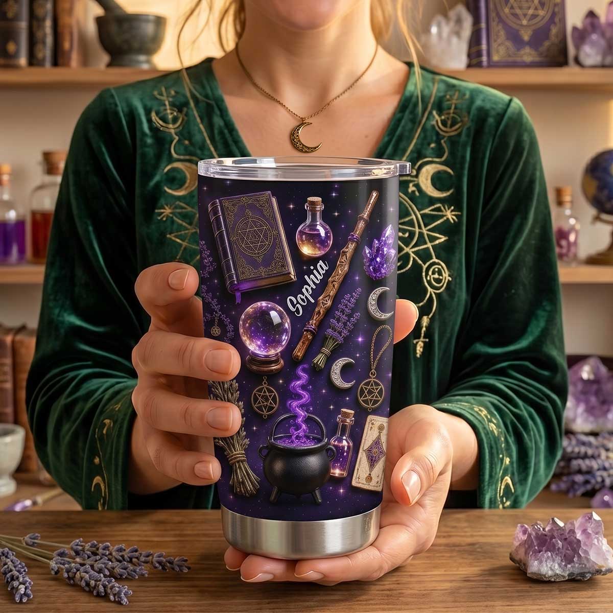 Personalized Witchy Celestial Magic Tumbler | Halloween Travel Cup Gift For Witchcraft Lovers