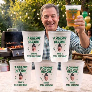 Custom Photo A Cold One For The Old One - Personalized Birthday Frosted Cups