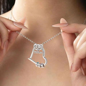 Personalized Mother's Heart Pendant Necklace With 1-5 Names & Birthstones |  Mother’s Day Gift For Mom Grandma