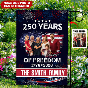 Personalized Celebrate 250 Years Of America Garden Flag With Family Photo & Name | Creative Semiquincentennial Celebration Gift For Patriots Families