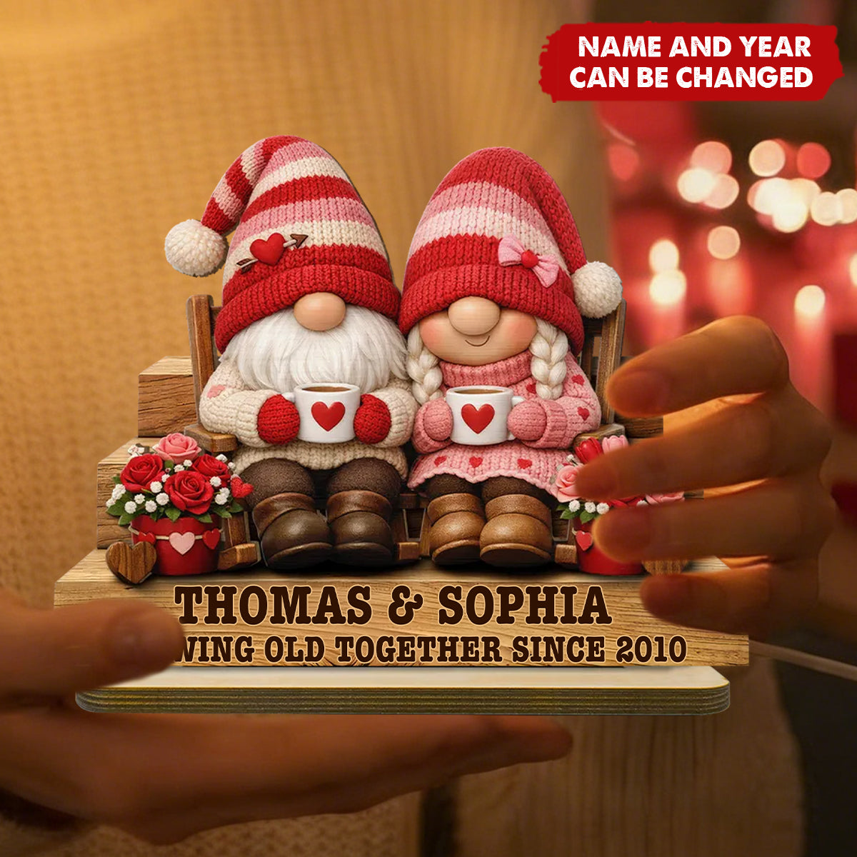 Personalized "Everlasting Love Valentine Couple" Wooden Plaque With Names & Year | Creative Valentine's Day Anniversary Gift For Couples & Newlyweds