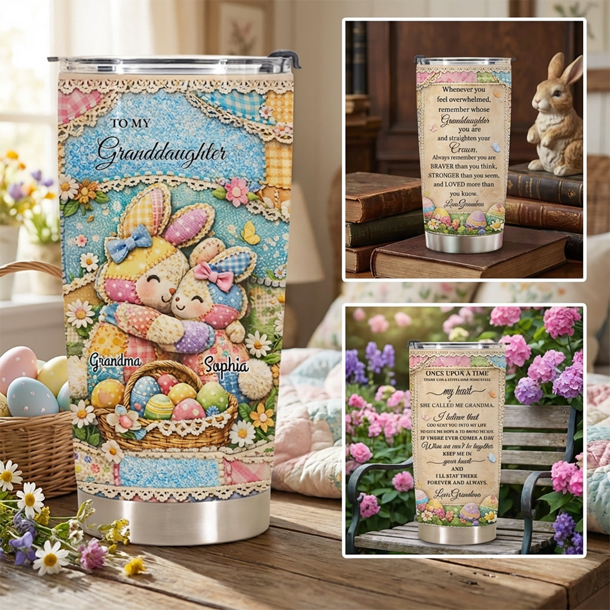 Personalized "To My" Easter Bunny Tumbler With Heartfelt Message - Grandma's Spring Holiday Gift For Granddaughter