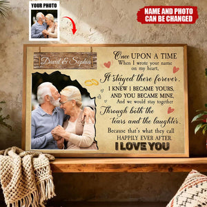Personalized "Once Upon A Time" Horizontal Poster With Photo & Names | Romantic Wedding Anniversary Valentine's Day Gift For Couples & Soulmates