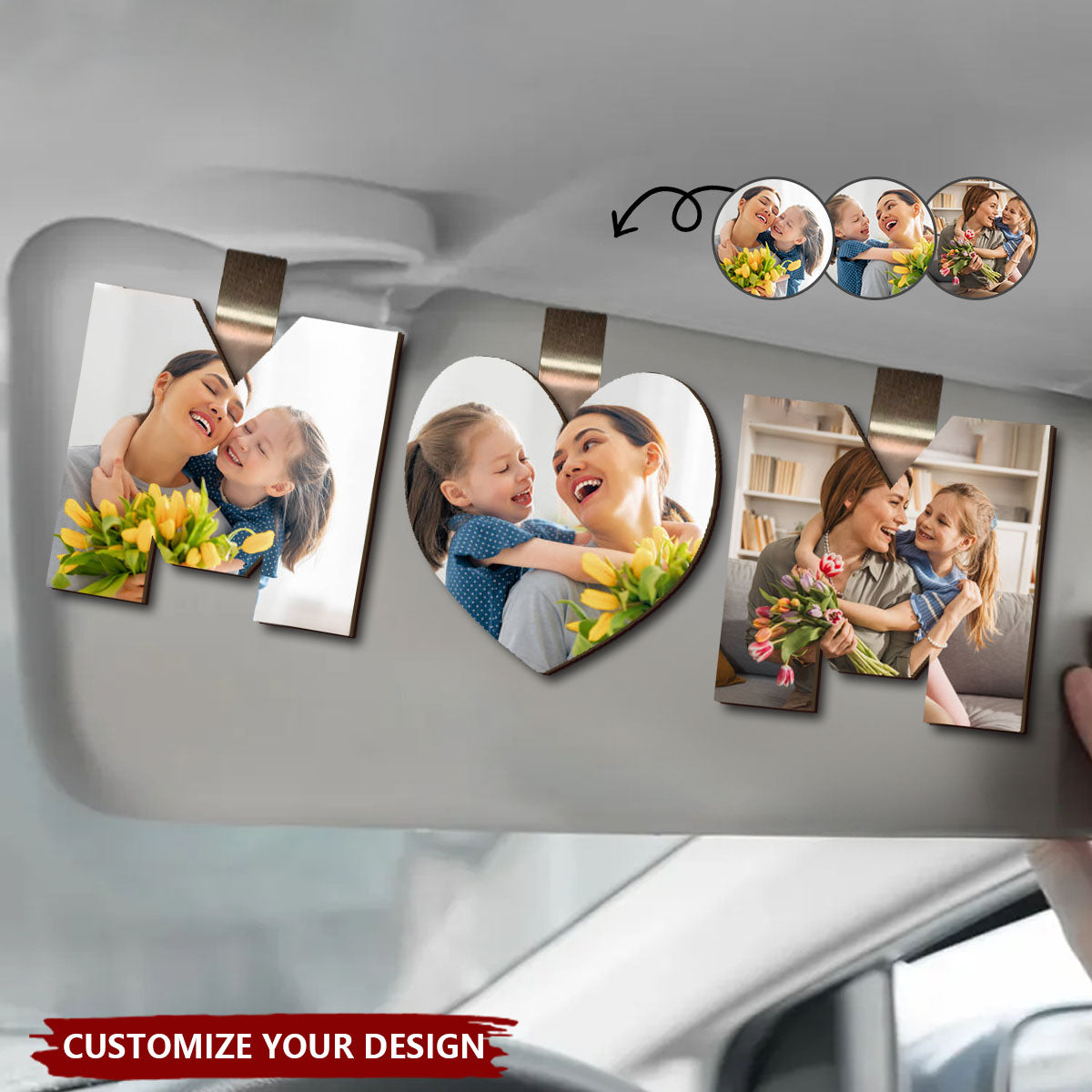 Personalized Photo Car Visor Clip - Custom Photo Dad, Mom Drive Safe