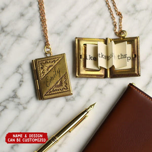 Personalized Book Locket Message Necklace With Name & Photos Wear Love and Memories Around For Daughter