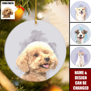 Custom Watercolor Pet Portrait Ornament - Personalized Name & Design | Perfect Birthday Gift For Any Dog & Cat Lover