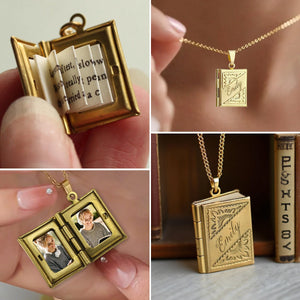 Personalized Book Locket Message Necklace With Name & Photos Wear Love and Memories Around For Daughter