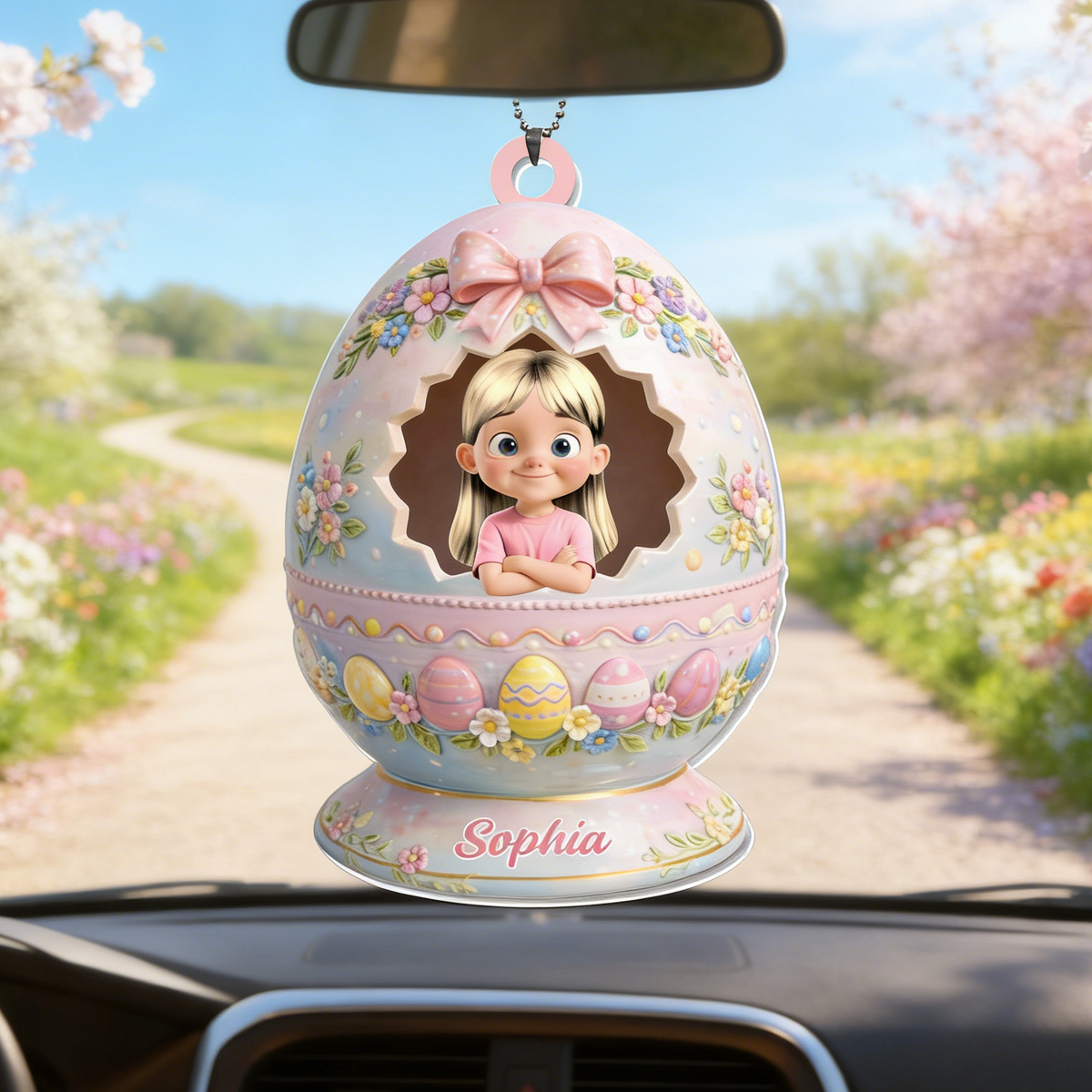 Personalized 3D Effect Easter Egg Acrylic Ornament With Design & Name | Gift For Kids