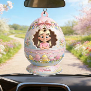 Personalized 3D Effect Easter Egg Acrylic Ornament With Design & Name | Gift For Kids