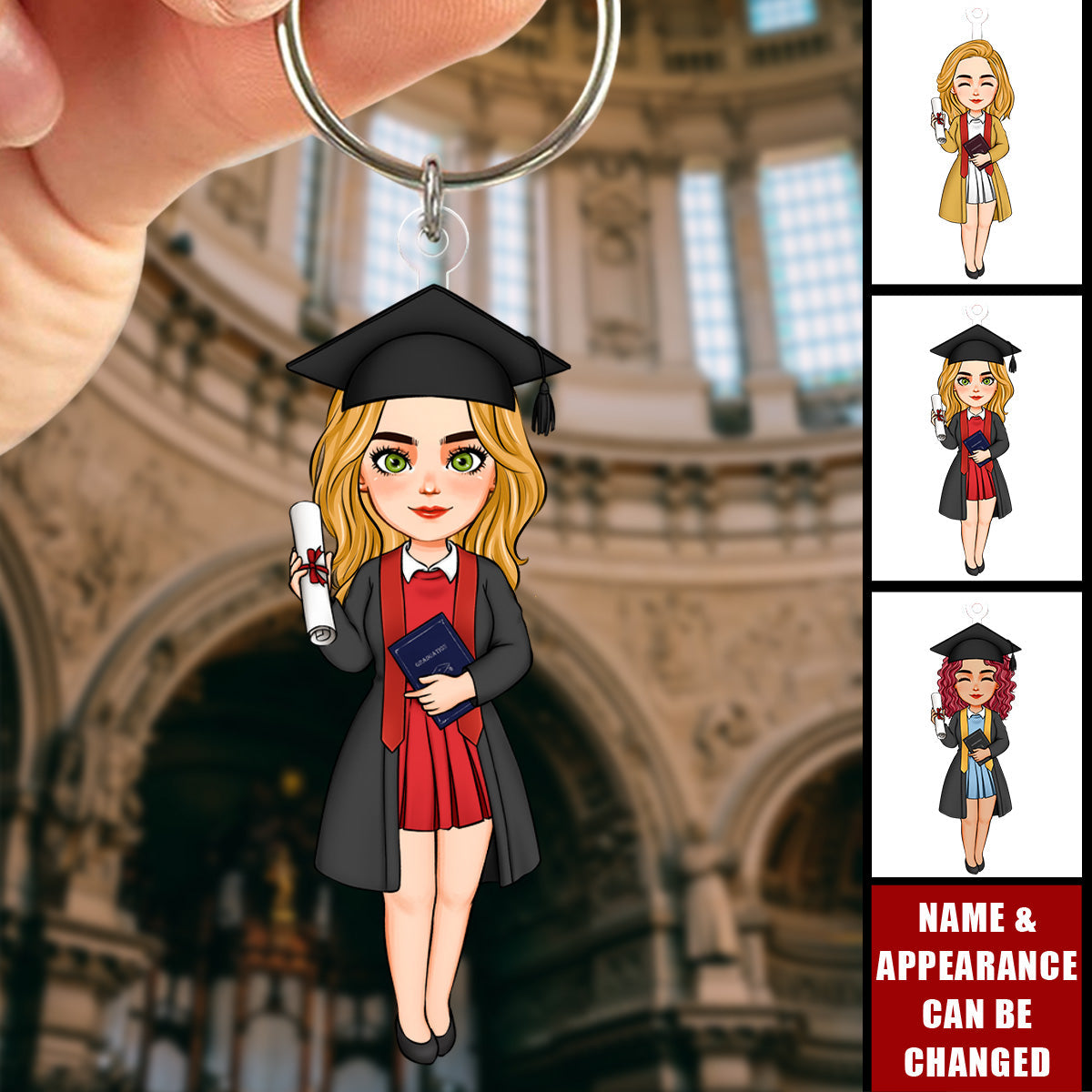 Cute Graduation Girl - Personalized Acrylic Keychain