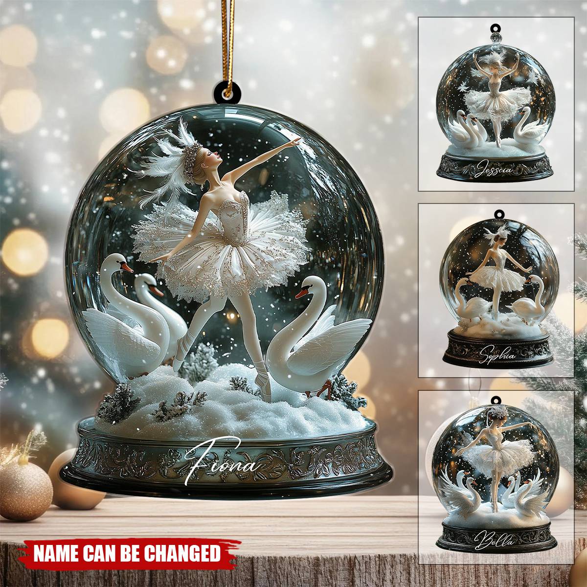 Personalized Ballerina Snow Globe 3D Effect Acrylic Ornament With Name – Perfect Birthday Xmas Gift For Dance Students & Teacher