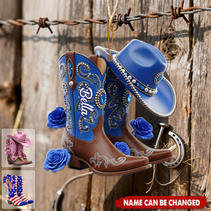 Personalized  Cowgirl Boots Ornament With Name | Western Christmas Decoration | Christmas Gift For Her & Cowgirl Lovers