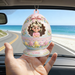 Personalized 3D Effect Easter Egg Acrylic Ornament With Design & Name | Gift For Kids