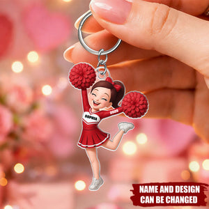Personalized Cheerleader Girl Acrylic Keychain With Name & Year & Color Inspirational Gift For Daughter Granddaughter Girls