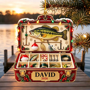 Personalized Fishing Tackle Box Acrylic Ornament - Christmas Gift For Dad Husband Grandpa Fisherman