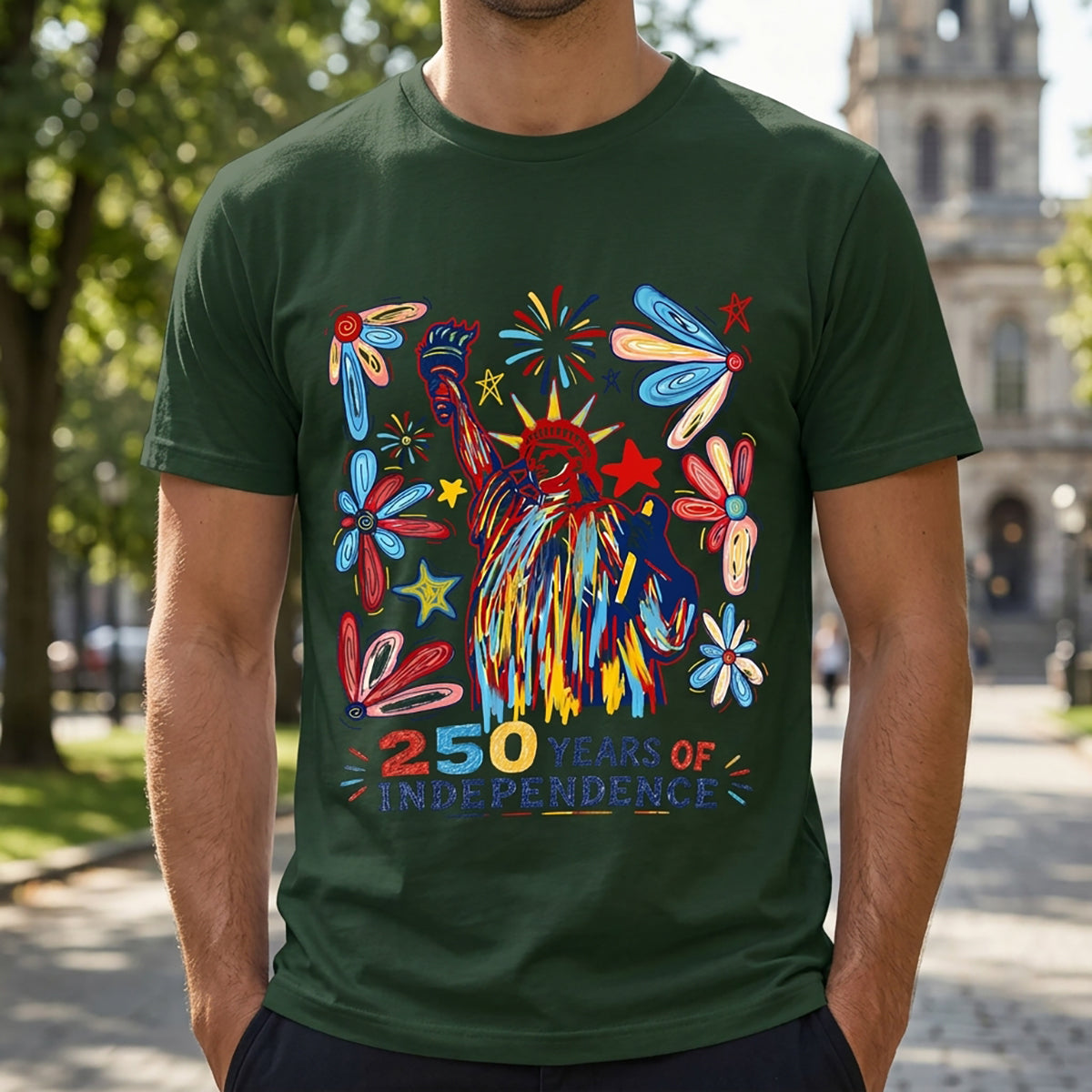 250 Years Independence Retro Style Colorful T-Shirt