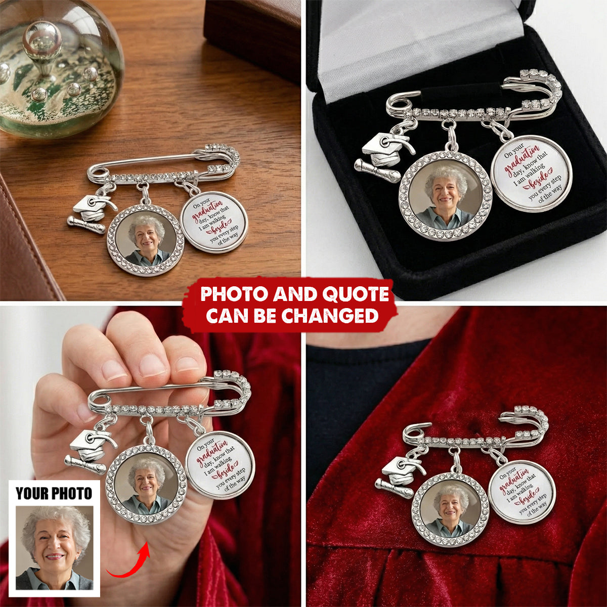 Personalized "This Is For You" Memorial Graduation Lapel Pin With Photo Charms -Gift For Senior 2026