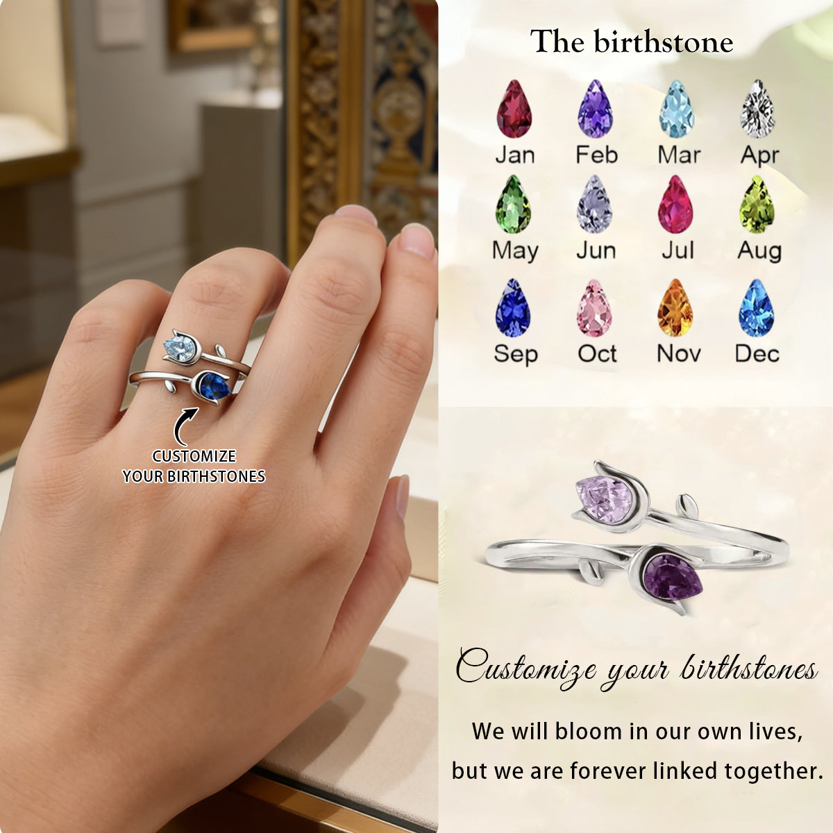 We Will Bloom In Our Own Lives - Personalized Birthstone Ring