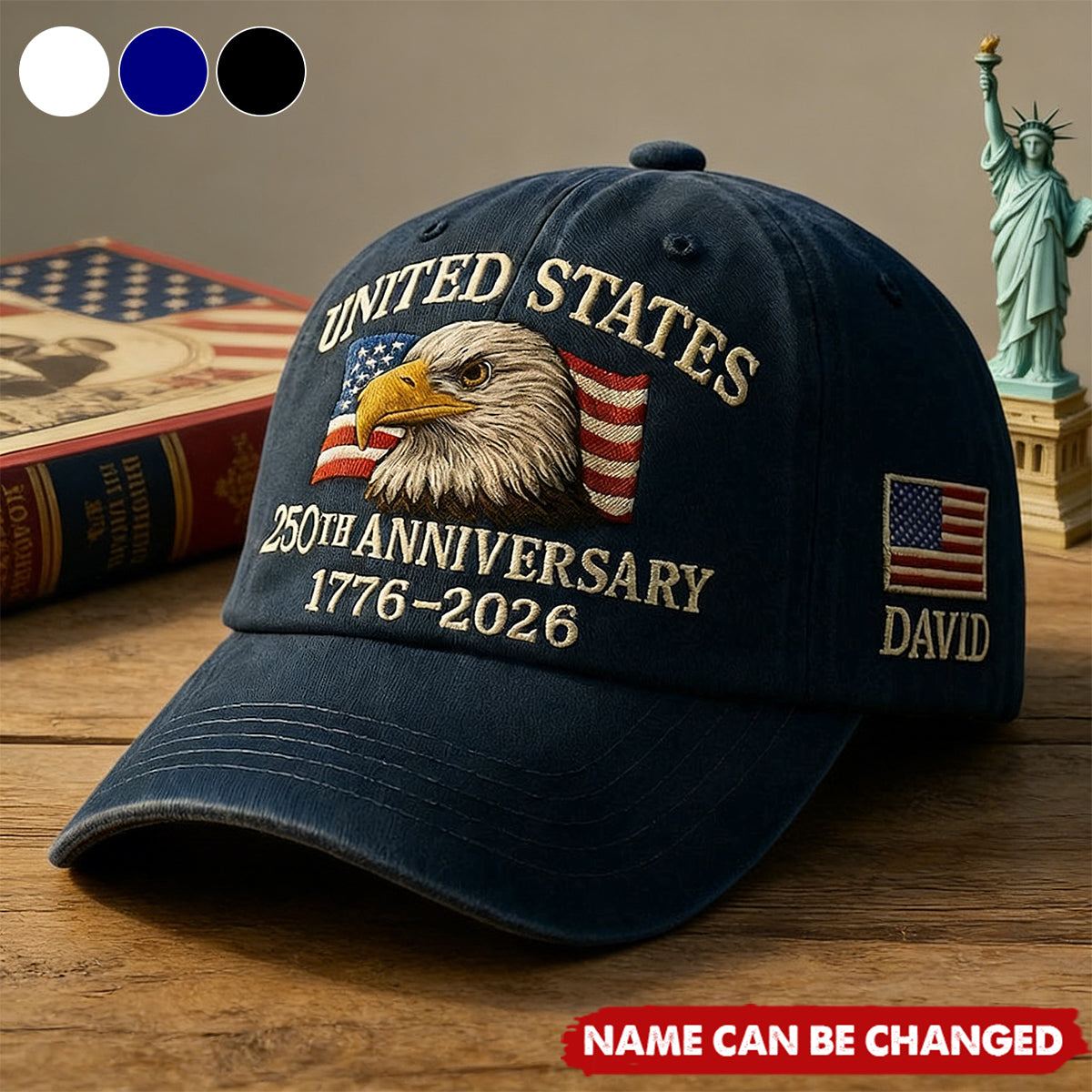 Personalized Flag Patriotic Classic Cap With Name & Color | United States 250th Anniversary Gift For Friends & Families