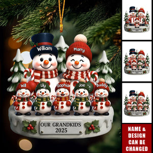 Personalized "Our Grandkids" Family Ornament with Couple and 1-10 Kids Names | Record Christmas Memories For Grandparents Kids