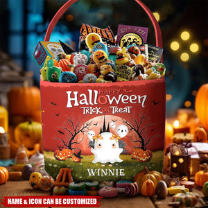 Personalized "Trick Or Treat" Halloween Candy Basket With Name & Icon Exclusive Treasure Of Joy For Children