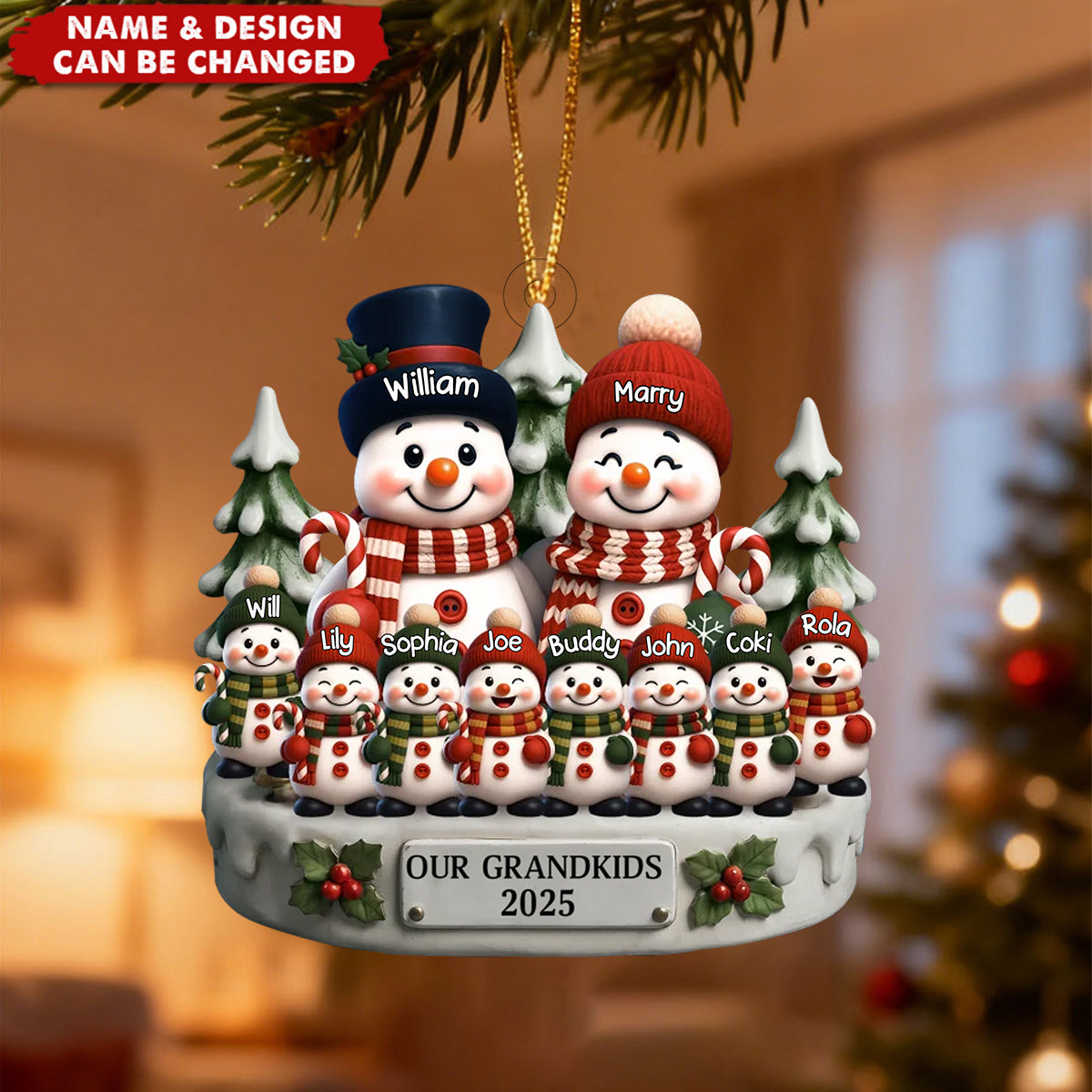 Personalized "Our Grandkids" Family Ornament with Couple and 1-10 Kids Names | Record Christmas Memories For Grandparents Kids