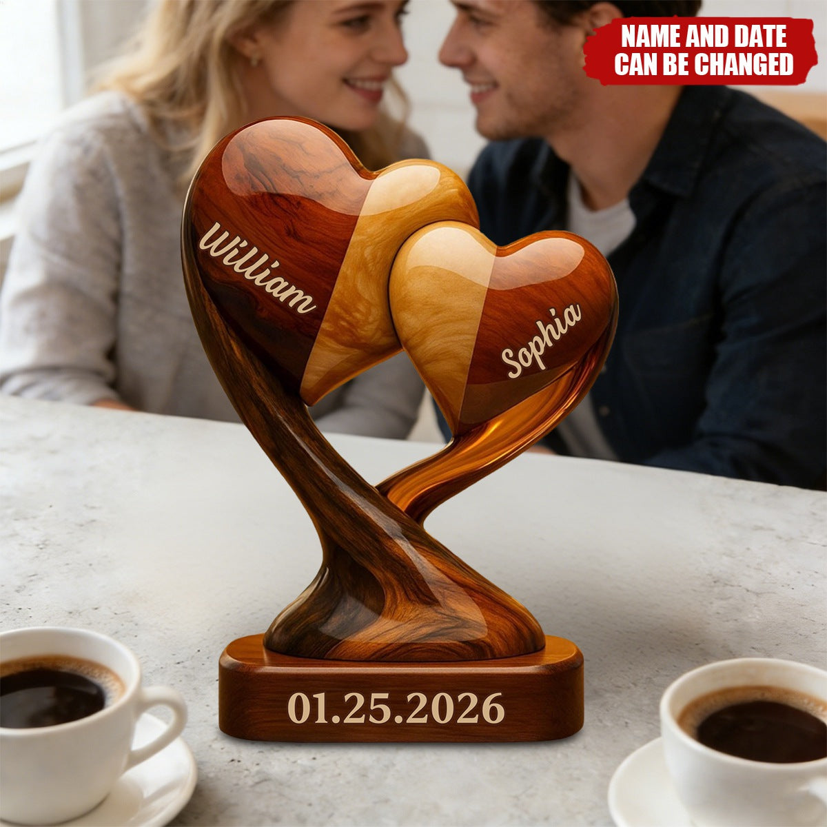 Personalized You & Me We Got This Heart Acrylic Plaque With Names & Date | Romantic Engagement & 2026 Valentine's Day Gift For Couples